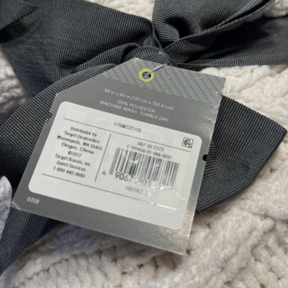 NEW Target Threshold Cable Knit Throw Blanket 50x60” | Beige Neutral Chenille - Picture 4 of 5